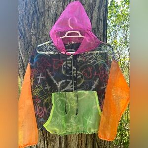 Love J Pink and Black Mesh Hoodie